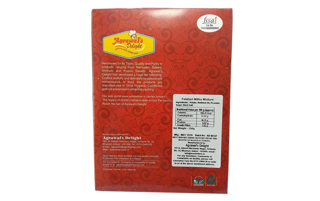 Agrawal's Delight Mitha Falahari Mixture    Box  750 grams